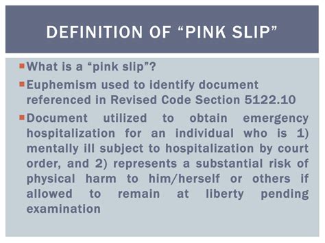 pink slip meaning mental health